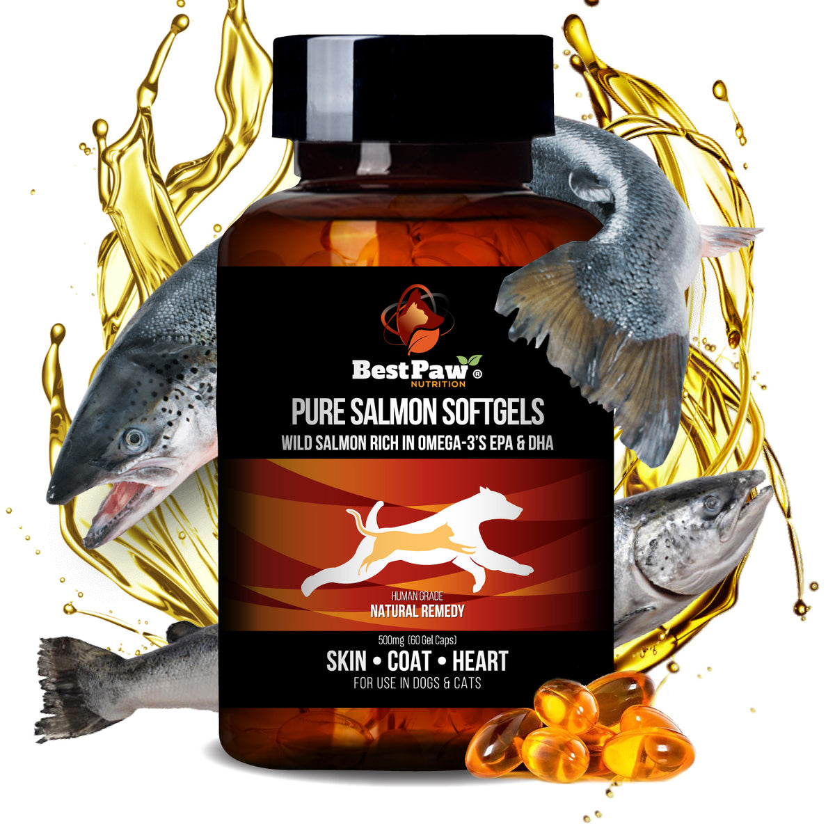 Pure Wild Alaskan Salmon Oil 500mg Softgels — Best Paw Nutrition